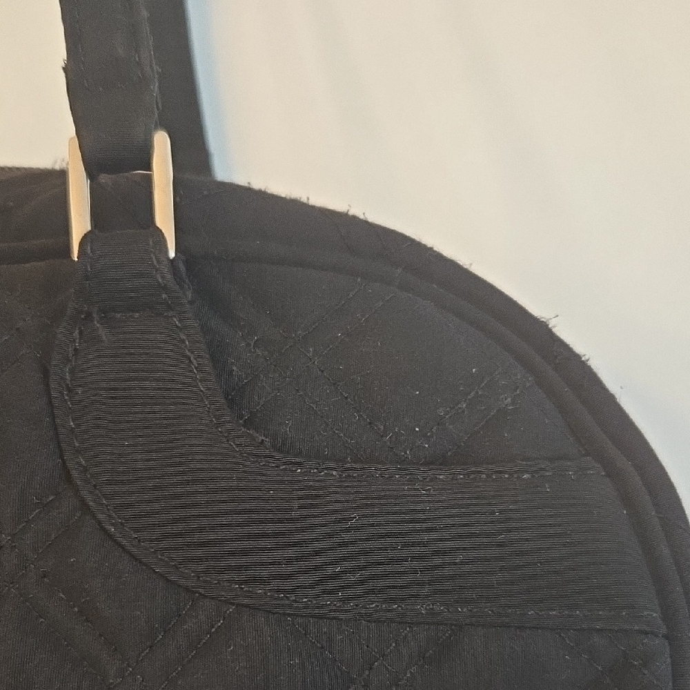 Vera Bradley Black Shoulder Bag Sleek Crescent Design - Picture 3 of 12